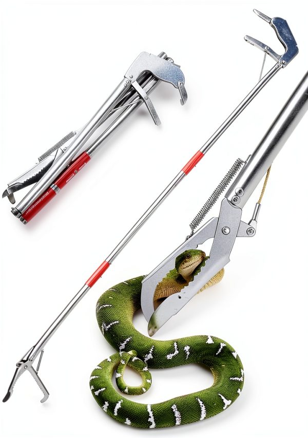 Riomhorry 50" Snake Tongs Collapsible Grabber Tool - Stainless Steel-0