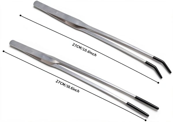 Stainless Steel Reptile Feeding Tongs by Novery 2‑Piece Rubber Tip Set-1