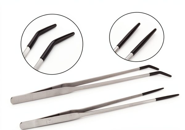 Stainless Steel Reptile Feeding Tongs by Novery 2‑Piece Rubber Tip Set-3